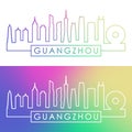 Guangzhou skyline. Colorful linear style.