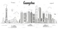 Guangzhou cityscape line art vector illustration