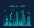 Guangzhou skyline vector illustration linear