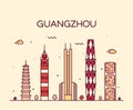 Guangzhou skyline vector illustration linear