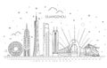 Guangzhou skyline, vector illustration in linear style