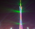 Guangzhou tower at night light show