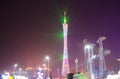 Guangzhou tower at night light show