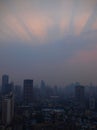 Guangzhou urban skyline in sunset