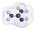 Guanidine molecule. 3D rendering. Atoms are represented as spheres with conventional color coding: hydrogen white, carbon grey. Royalty Free Stock Photo