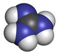 Guanidine molecule. 3D rendering. Atoms are represented as spheres with conventional color coding: hydrogen white, carbon grey. Royalty Free Stock Photo