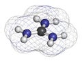 Guanidinium cation. Protonated form of guanidine. 3D rendering. Atoms are represented as spheres with conventional color coding: