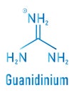 Guanidinium cation skeletal formula. Protonated form of guanidine.