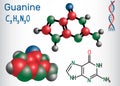 Guanine G, Gua - purine nucleobase, fundamental unit Royalty Free Stock Photo