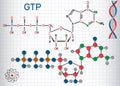 Guanosine triphosphate GTP molecule, it is used Royalty Free Stock Photo