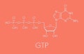 Guanosine triphosphate GTP RNA building block molecule. Also used as energy transport molecule and in signal transduction.. Royalty Free Stock Photo