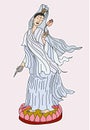 Guanyin or Guan Yin vector for tattoo.Chinese god and art Guan Yin character for tattoo design.