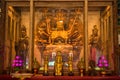 Guanyin Thousand hands of god image make of wood carving in chinese temple ,Thailand