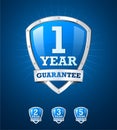 Guarantee label shield on blue background Royalty Free Stock Photo