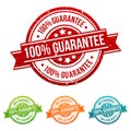 100% Guarantee Stamp Button Banner Badge in different colours. Royalty Free Stock Photo