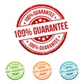 100% Guarantee Stamp Button Banner Badge in different colours Royalty Free Stock Photo