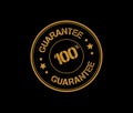 100% guarantee stamp vector. golden stamp Royalty Free Stock Photo