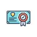 Color illustration icon for Guaranteed, warranty and quality