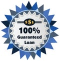 100% guaranteed loan label or badge isolated on white bac