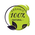 Guaranteed organic natural. Vector nutrition sticker eco