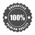 Guaranteed 100% premium quality word on circle jagged edge badge vector, simple and flat design, minimalist style, black and white