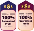 100% guaranteed profit label or badge