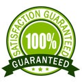 100% Guaranteed. Satisfaction guaranteed badge label. Green icon. Royalty Free Stock Photo