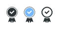 Guaranteed signs. Verification icons. Verified badges concept. Icons for social media. Vector illustration Royalty Free Stock Photo
