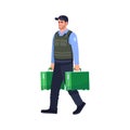 Guard with briefcase semi flat RGB color vector illustration Royalty Free Stock Photo