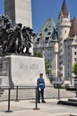 Guard in front of the National War Memorial in Ottawa Royalty Free Stock Photo