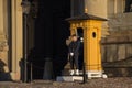 Guard with guardhouse at Stockholm Palace, Stockholm, Sweden