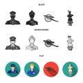 Guard, guide, statue, gun. Museum set collection icons in black, flat, monochrome style vector symbol stock illustration