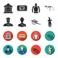 Guard, guide, statue, gun. Museum set collection icons in black,flet style vector symbol stock illustration web.