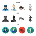 Guard, guide, statue, gun. Museum set collection icons in cartoon,black,flat style vector symbol stock illustration web.