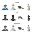 Guard, guide, statue, gun. Museum set collection icons in cartoon,black,monochrome style vector symbol stock