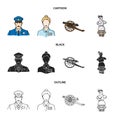 Guard, guide, statue, gun. Museum set collection icons in cartoon,black,outline style vector symbol stock illustration