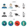 Guard, guide, statue, gun. Museum set collection icons in cartoon,flat,monochrome style vector symbol stock illustration