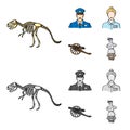 Guard, guide, statue, gun. Museum set collection icons in cartoon,monochrome style vector symbol stock illustration web.