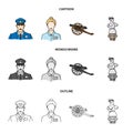 Guard, guide, statue, gun. Museum set collection icons in cartoon,outline,monochrome style vector symbol stock