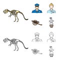 Guard, guide, statue, gun. Museum set collection icons in cartoon,outline style vector symbol stock illustration web.