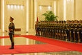 Guard of Honor of the People`s Liberation Army of the People`s Republic of China at an official ceremony in the Great Hall of the