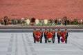 Guard of honor at the post near the eternal flame at the tomb of the unknown soldier at the Kremlin in Moscow on the day of