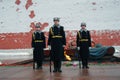 Guard of honour change. Three soldiers. Royalty Free Stock Photo