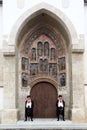 Guard of Honour of the Cravat Regiment on the south portal of the church of St. Mark in Zagreb