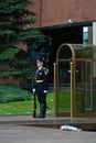 Guard of honour at post in Alexanders garden in Moscow Royalty Free Stock Photo