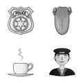 Guard, medicine and other monochrome icon in cartoon style.food, profession icons in set collection.
