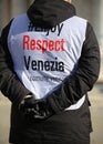 Security staff with jacket and the text ENJOY RESPECT VENEZIA in