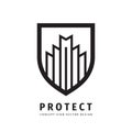 Guard shield business concept logo. Protection security icon sign. Savety protect symbol.