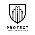 Guard shield business concept logo. Protection security icon sign. Savety protect symbol. Building construction sign. Security