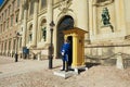 Guard stands on duty at the Royal palace in Stockholm, Sweden. Royalty Free Stock Photo